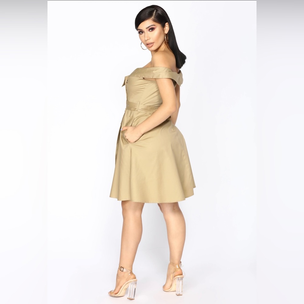 NWT✨ Fashion Nova Exploration Khaki Midi Dress M - Picture 4 of 5